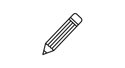 Simple drawing of a pencil on a white background, line art