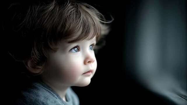 Innocent Child's Focused Gaze Gazing into the Future