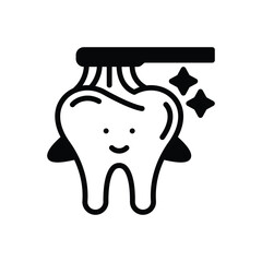 Black solid icon for kids dental care
