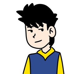 cartoon boy thinking on white illustration