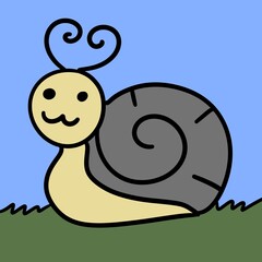 snail cartoon, doodle style