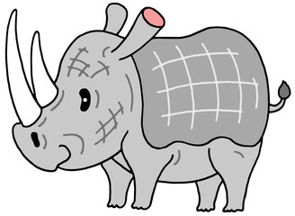 動物キャラクターイラスト - サイ・草食獣・巨獣