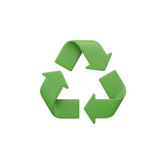 Obraz premium Green Recycle Symbol Icon 3D Render - Environmental Sustainability Loop