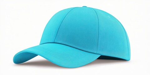 Fototapeta premium Blue baseball cap casual fashion style accessory on white background. Headwear and hat for sport or trendy apparel. Modern design, clean template, blank object, perfect for youth or adult clothing