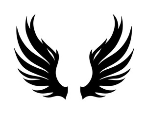 angel wings icon, silhouette style image, isolated icon on white background, type 1
