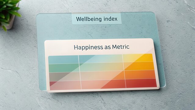 Visual representation of wellbeing index highlighting happiness as a metric for assessing human emotions and quality of life