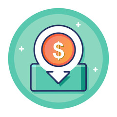 Dollar coin icon symbolizing financial transaction or deposit with downward arrow