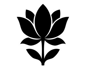 Lotus flower silhouette, icon isolated on white background, beautiful and simple
