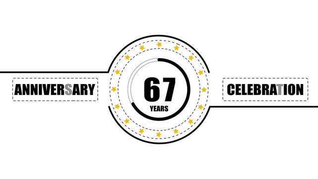 67 years of marriage anniversary and love celebrating together animation.Suitable for anniversary greeting cards, birthday cards, celebrations, parties, holidays animation on background.