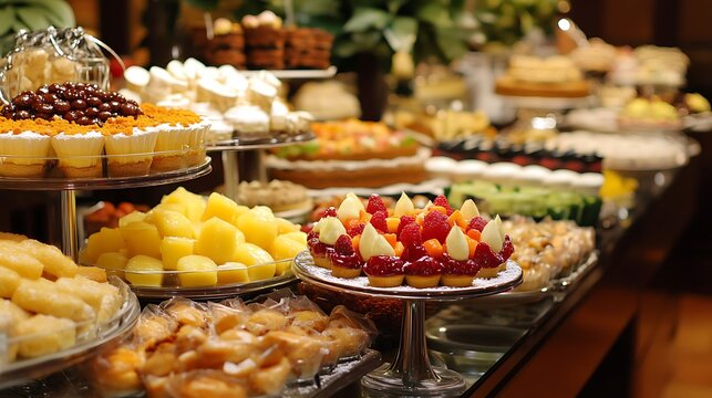 Tempting desserts and soul food in a buffet goodies