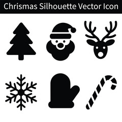 Fototapeta premium Christmas silhouette icons collection