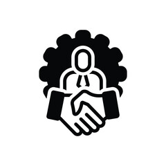 Black solid icon for client relations