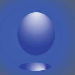 Abstract blue sphere floating above reflective surface
