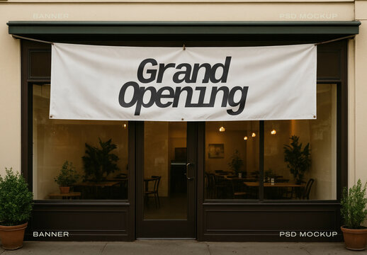 Chic Cafe Grand Opening Banner Mockup Psd 