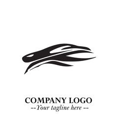 Car Running Fast Logo Symbol in Black on the White Background with Dynamic Speed Design