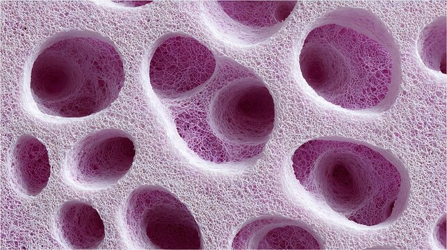 Microscopic close-up of osteon units within compact bone tissue