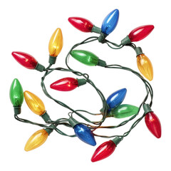 Tangled Christmas string lights bulb isolated on transparent background