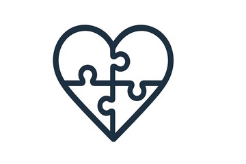 Obraz premium Heart puzzle pieces fitting together vector icons illustration on white.