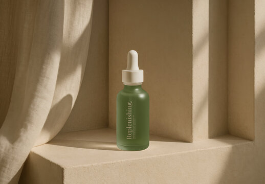 Serene Skincare Dropper Bottle Mockup Psd