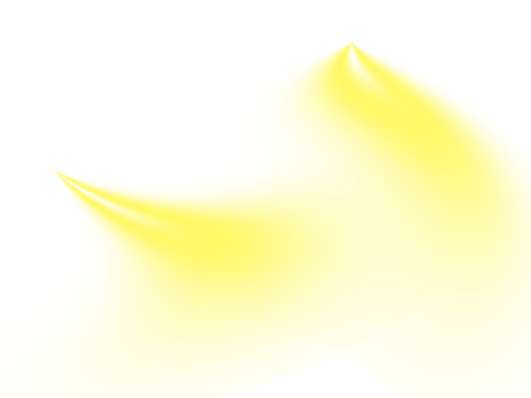 Bright yellow abstract light beams illuminate a pure white background with soft glows.