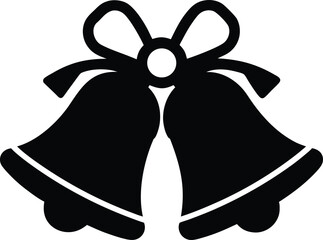 Bells with ribbon silhouette Black silhouette of two jingle bells tied with ribbon 1