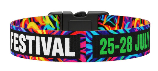 Festival wristband with colorful abstract pattern transparent background cutout png