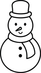Simple snowman line art with hat scarf outline 4