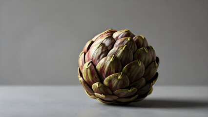 Obraz premium Jerusalem artichoke on minimalist gray background, high angle shot