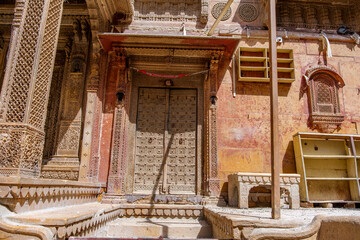 The Patwaon Ki Haveli at Jaisalmer India. It is a splendid architectural gem that is known as the Mansion of the Brocade Merchants.