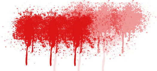 Red dripping paint splatter texture isolated on transparent surface