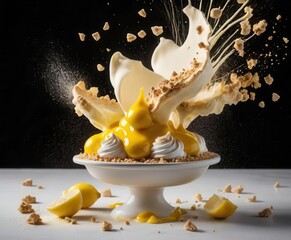 Splendid Lemon Meringue Pie with Whipped Cream and Crumbled Topping