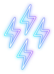 Neon Style Lightning Bolt Pattern Abstract Shape Element Design, An abstract design featuring a neon style lightning bolt pattern with vibrant blue and purple hues, suitable for various creative.