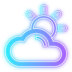 Modern Line Art Sun Behind Cloud Weather Forecast Symbol, This design represents weather conditions, potentially a forecast symbol.