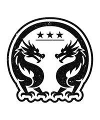 Abstract Dragon Silhouette Circle Symbol Vector.