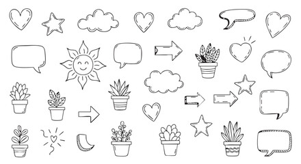 Hand drawn doodles vector set for stickers or design elements