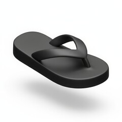 Black flip flop isolated on white background, a simple and comfortable footwear option for warm weather and casual occasions