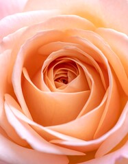 Close-up of a peach-colored rose bloom showing delicate petals
