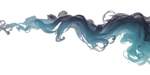 Flowing blue liquid splash against an abstract smoke background