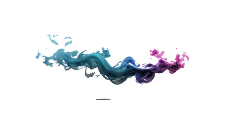 Vibrant abstract watercolor splash design in blue and purple ink, blending liquid motion and artistic color drops