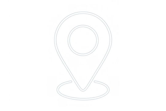 Map position pin marker icon showing location destination or navigation point with glowing white outline on transparent background