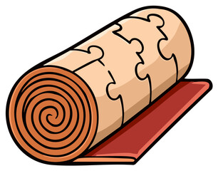 Rolled Yoga Mat Featuring Puzzle Piece Pattern and Red Base