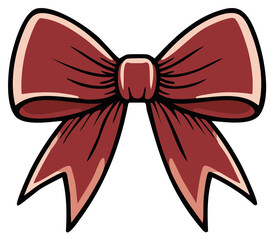 Decorative red ribbon bow illustration for gifts and holidays