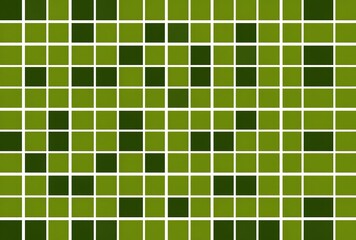 Seamless Green Squares Pattern with Varying Shades in Grid Array, Harmonious Design for Symmetrical Beauty Backgrounds