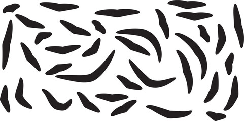 Collection of Black Paint Brush Strokes and Splatters on White Background – Abstract Grunge Texture Set for Design and Art Projects