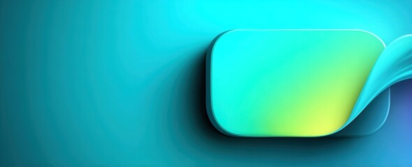Blue Green Gradient Background with Abstract Curved Shapes in Corner and Subtle Yellow Glow, Modern Mobile App Logo Design
