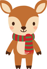 Cute Baby Deer with Christmas Scarf Vector
