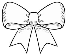 Hand drawn sketch of a classic ribbon bow for gifts and decoration Vintage style line art illustration
