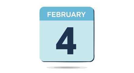 Simple illustration of a calendar icon displaying the date of February 4th on a white background offering a clear and concise visual for scheduling