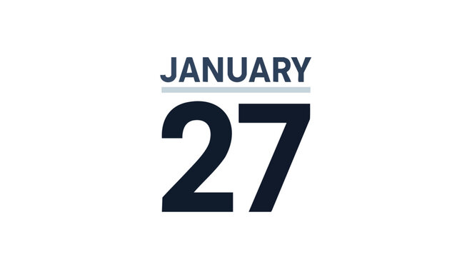 January 27th Calendar Date Reminder Event Notification Appointment Schedule Twenty Seventh Illustration Minimalist Graphic Design - Powered by Adobe
