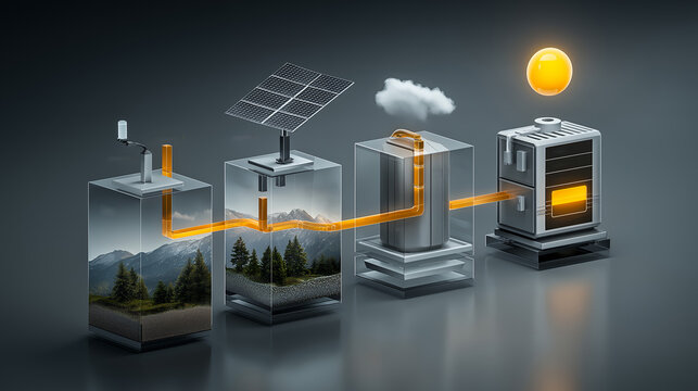 Minimalist Infographic Showing Solar Panel Technology Renewable Energy Data Generated AI